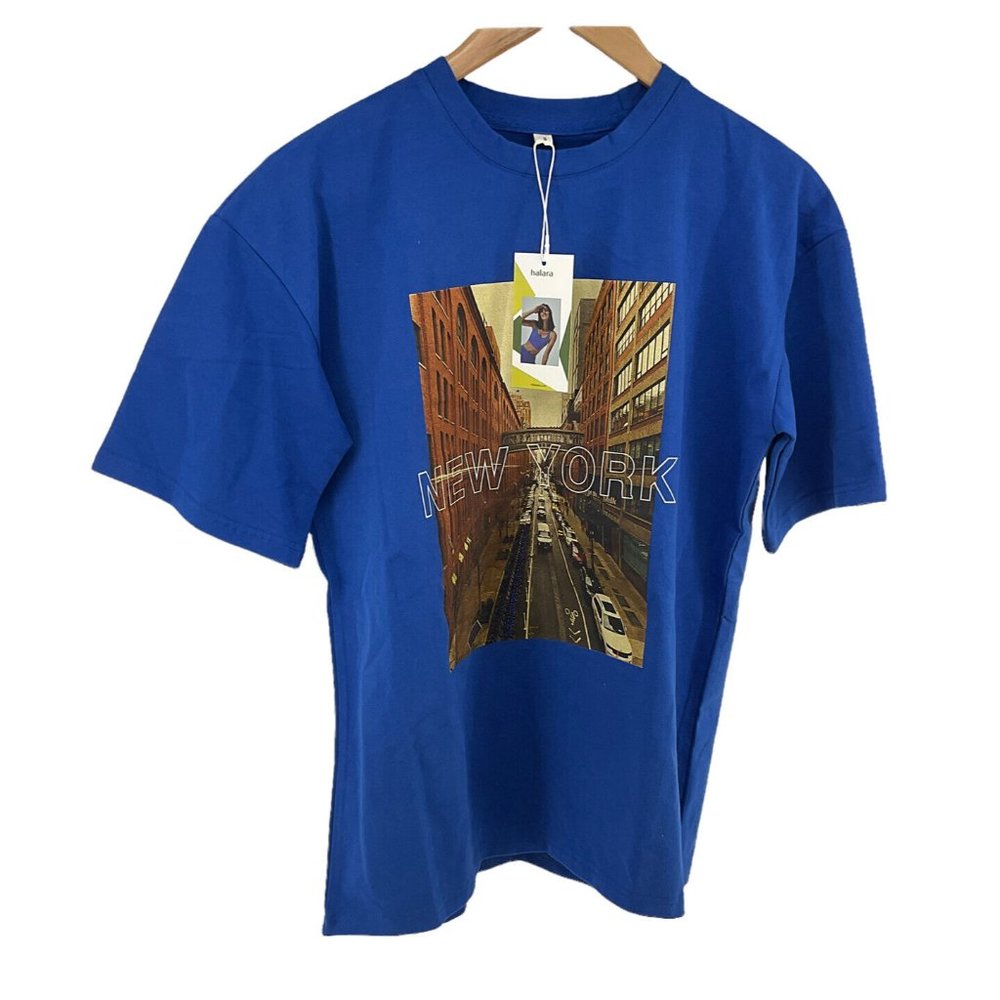 Halara Blue Tee‎ Shirt Size Small New York  New